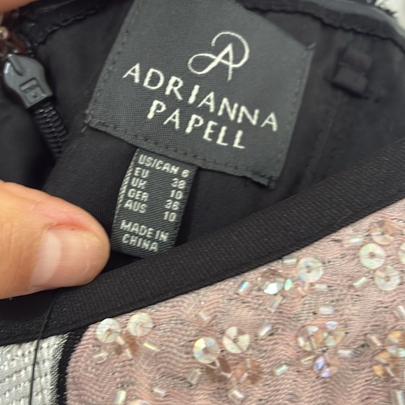 ADRIANNA PAPELL SEMI SWEETHEART ZIPPER BACK EMBELLISHED BODICE JACQUARD SZ 6 - Picture 10 of 12